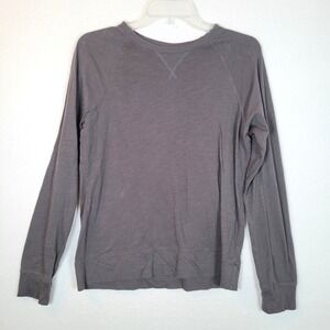 Pact Womens Organic Cotton Slub Long Sleeve Raglan Tee Top Shirt Size Small Gray